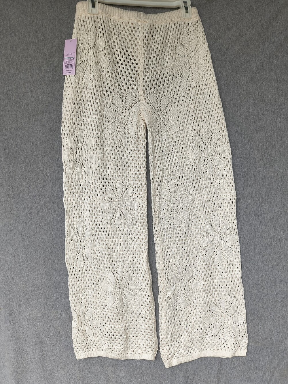 Wild Fable Flower Crochet Wide‑Leg Cover‑Up Pants – Cream S NWT - Picture 2 of 4